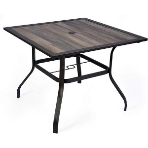 Kozyard Outdoor Patio Dining Table Woodgrain-Look Frame Powder Coated Table with Umbrella Hole for Backyard Patio Dining - 1 of 4
