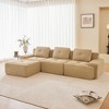 117" Corduroy L-Shaped Modular Sectional Sofa with Movable Ottoman, Pearl-Like Piping, Tufted Design, and No Assembly - 2 of 4