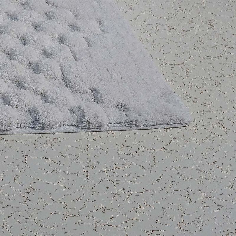 Knightsbridge Luxurious Block Pattern High Quality Year Round Cotton With Non-Skid Back Bath Rug Ivory, 2 of 4