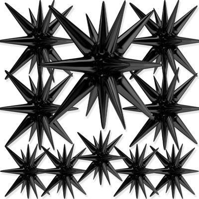 PartyWoo Foil Balloons Black Star 42 27 22 Inch 10 pcs