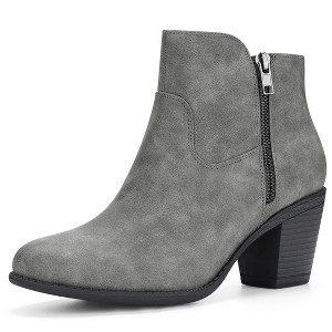 Allegra K Women's Halloween Round Toe Stacked Chunky Heel Zipper Ankle Booties - 1 of 4