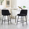 Black Linen Counter Height Swivel Bar Stools Set of 2, 360° Swivel Upholstered Bar Stools - 2 of 4
