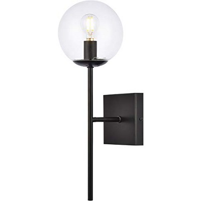Neri 17.8'' Black and Clear Glass Dimmable Wall Sconce