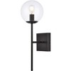 Elegant Lighting Neri 1 light black and clear glass wall sconce - 3 of 4