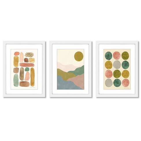 set Of 3) Organic Watercolor Pods By Pauline Stanley Black Framed Triptych  Wall Art Set 8 X 10 Americanflat - Americanflat : Target