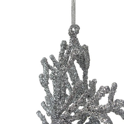 7.5" Silver Glitter Metal Snowflake Christmas Ornament
