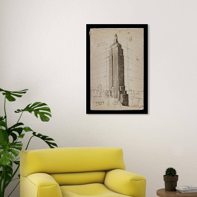 Wynwood Studio 20"x30" Empire State Building Wall Art: Modern Canvas, Unframed Vertical Cityscape