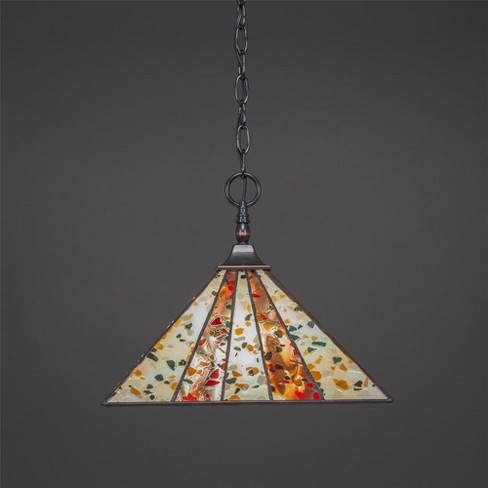 Toltec Lighting Any 1 - Light Pendant in  Black Copper with 14" Fiesta Art Glass Shade - image 1 of 1