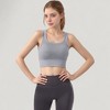 Anna-Kaci Active Women's Ribbed Seamless Sports Bra with Scoop Neck and Wide Straps - 2 of 4