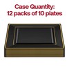 Smarty Had A Party 6.5" Black with Gold Square Edge Rim Plastic Appetizer/Salad Plates (120 Plates) - 4 of 4