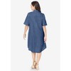 Jessica London Women's Plus Size Cuff Sleeve Denim Shirtdress - image 3 of 4