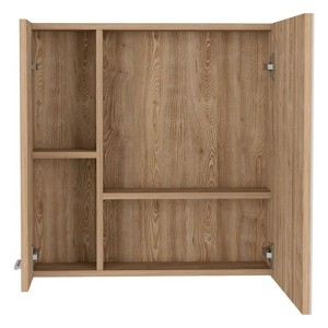 SEVOBAL Bathroom Storage Cabinets Wall Mounted Double Door Medicine Cabinet with Mirror and Shelves for Bathroom, Light Oak, 5.8"*23.6"*23.6" - 1 of 4