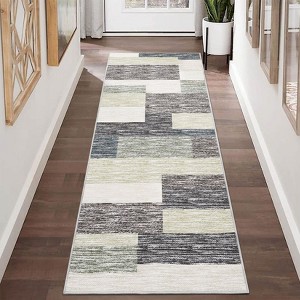 Runner Rug 2 x 6 Geometric Patchwork Hallway Rug with Non-Slip Backing, Washable Low Pile Area Rug, Foldable Modern Carpet Runner for Kitchen - 1 of 4