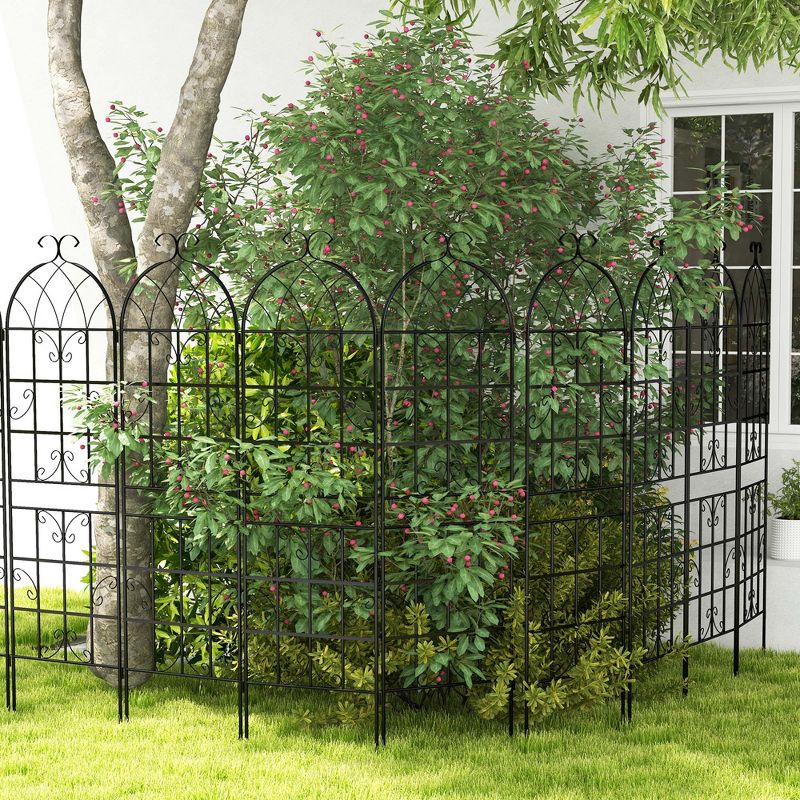 Costway 71" Tall Metal Garden Trellis for Climbing Plants 2/4 Pack Fence Panels Retro, 4 of 11
