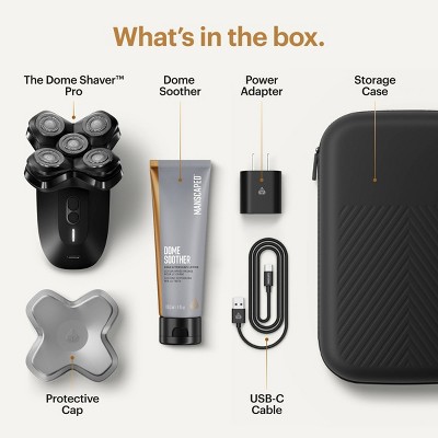 Manscaped Dome Shaver Pro Essentials Kit: Rotary Electric Shaver, 5 Blades, Battery Operated
