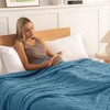 Aoibox Soft Fluffy Jacquard Waffle Throw Blanket for Couch & Bed, Lightweight & Warm Fleece Blanket for All Seasons, Slate Blue - 3 of 4