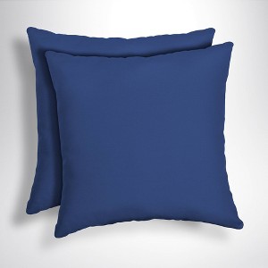 2pk Canvas Texture Square Outdoor Throw Pillows Lapis - Arden Selections
