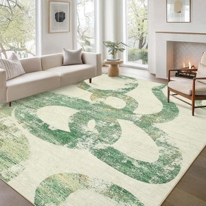 Area Rug Abstract Snake Print Low Pile Carpet Non-Slip Stain Resistant Large Indoor Floor Rug for Living Room Bedroom Dining Room Kitchen - 1 of 4
