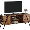 55" TV Stand, Entertainment Center with 6 Open Storage Cabinet, Farmhouse Vintage Television Stands Console Table - 3 of 4