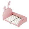 Cute Twin Size Upholstered Princess Bed,Platform Bed with Rabbit-Shape Headboard and Footboard,for Kids Toddlers Boys Girls Bedroom Use - 3 of 4