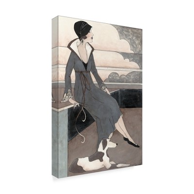Trademark Fine Art -Megan Meagher 'Art Deco Lady With Dog' Canvas Art