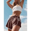 Clotth Womens Workout Gym Shorts Running Pleated Stylish Contrast Stitch Elastic Waist Athletic Quick Dry Shorts - 2 of 4