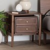 Baxton Studio Alyssa Wood 2 Drawer Nightstand Woven with Rattan Walnut Brown - 4 of 4