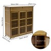 Artloge 4-Tier Shoes Storage Rack Freestanding Bamboo Shoes Organizer Cabinet with 3 Hollow Doors & Wide Top for Home Entryway Hallway - 3 of 4