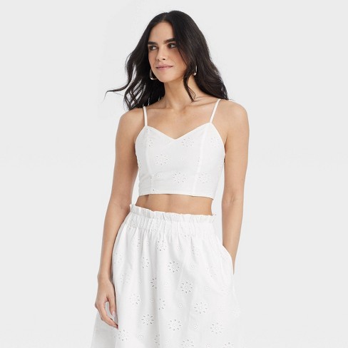 Women's Eyelet Bra Tank Top - Universal Thread™ White : Target