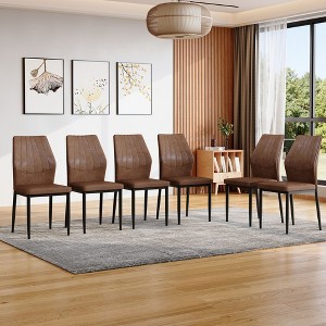 Kumasinova 37" Mid Century Dining Chairs Set of 4/6,Breathable PU Leather Kitchen Chairs with Shell Design,Ergonomic Kitchen Chairs with Backrest - 1 of 4
