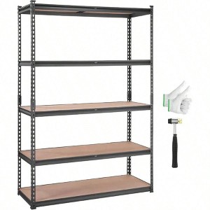 5 - Tier Heavy Duty Metal Shelves 2000 lbs Capacity Black Garage Kitchen Pantry Basement Laundry Storage Rack 48x18x72 Inch - 1 of 4