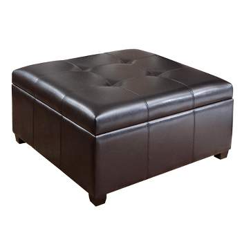 Canyons Bonded Leather Storage Ottoman Dark Brown - Christopher Knight Home
