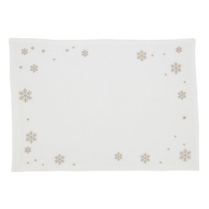 Saro Lifestyle Winter Delight Embroidered Snowflake Placemat (Set of 4), 14"x20", Gold - 1 of 4