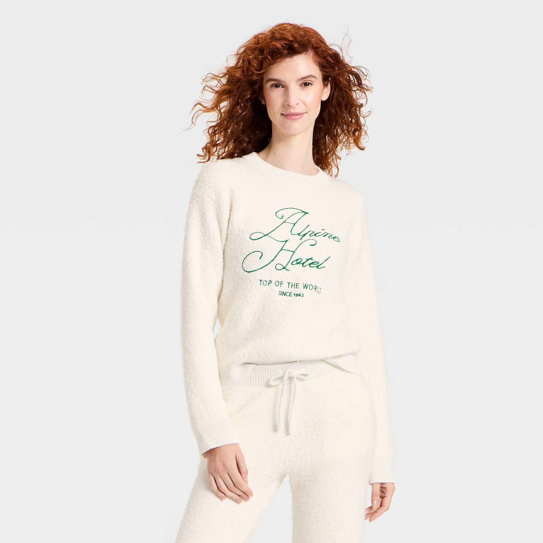 Women's Cozy Knit Boucle Crewneck Pullover Sweater - Universal Thread™ Cream