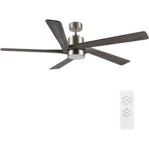Parrot Uncle 54" Brushed Nickel Modern LED Ceiling Fan with Lights and Remote for Covered Outdoor, Living Room - 1 of 4