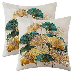 REGALWOVEN Ginkgo Leaf Pattern Boho Throw Pillow Covers for Couch Bed Living Room Home Decor 18 x 18 Inch 2 Pcs - 1 of 4