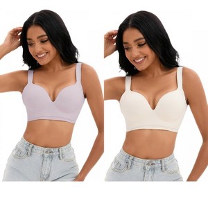 INSPIRE CHIC 2 Pcs Women's Wirefree U Back Adjustable Straps Comfort Push Up Bras - 1 of 4