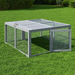 Folding Chicken Coop Run Rabbit Hutch, Portable Wooden Chicken Cage Pens with Top & Side Opening Doors, Small Animal Poultry Pet Cage - 1 of 4
