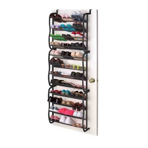 Home Basics 36 Pair Over the Door Steel Shoe Rack, Black - 1 of 4