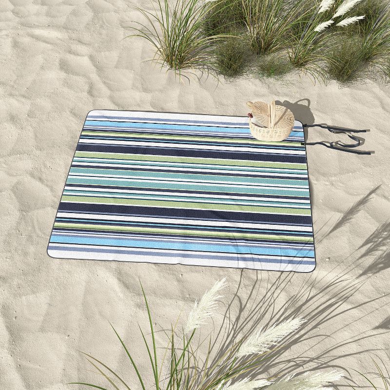 Sheila Wenzel-Ganny Lavender Mint Blue Stripes Picnic Blanket - Deny Designs, 3 of 4