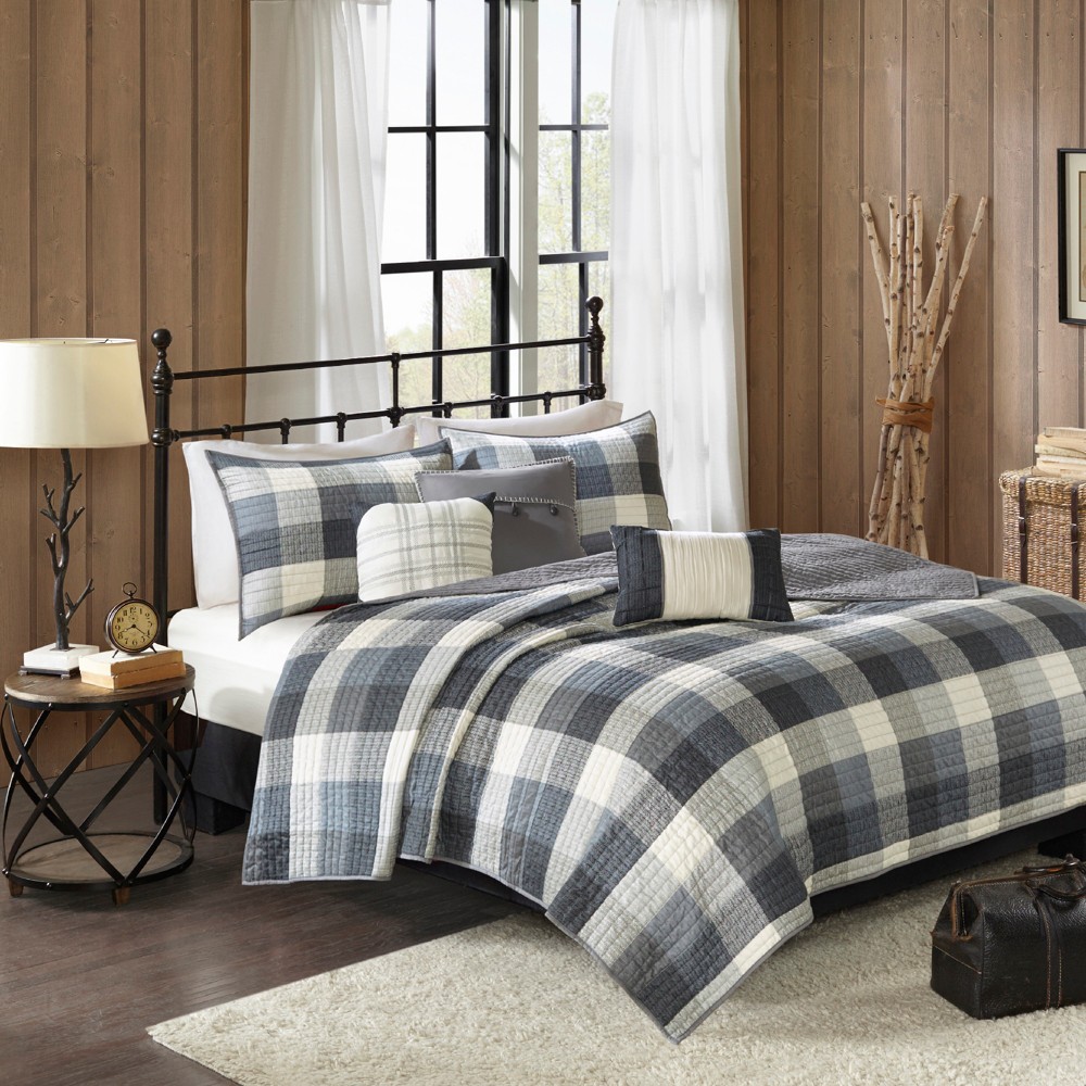 Photos - Duvet 6pc Full/Queen Warren Herringbone Quilted Reversible Coverlet Set with Dec