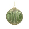 Set of 6 Glass Ribbed Ornaments – Green and Gold – 4.5 Inch Christmas Tree Decor – By Melrose - 3 of 4