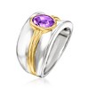 Ross-Simons 0.90 Carat Amethyst Ring in Sterling Silver and 18kt Gold Over Sterling - 3 of 4