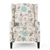Fabric Wingback Pushback Recliner Chair with Nailhead Trim and Birch Wood Legs - 2 of 4