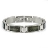 Black Bow Jewelry Men's 12mm Stainless Steel & Grey Wood Inlay Link Bracelet, 8.75 Inch - 3 of 4