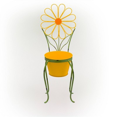 24" Iron Flower Planter Stand Yellow - Alpine Corporation