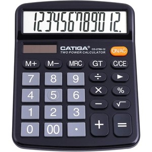 CATIGA 12-Digit Desktop Calculator, Large LCD, Sensitive Buttons, Dual Solar Power, Standard Function for Office, Home, School, CD-2786 - 1 of 4