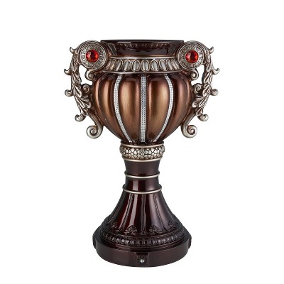 YONWAY 17.5" Tall Decorative Urn-Shaped Vase with Bronze and Silver Accents, Elegantly Bejeweled Design Decorative Vase for Home Decor