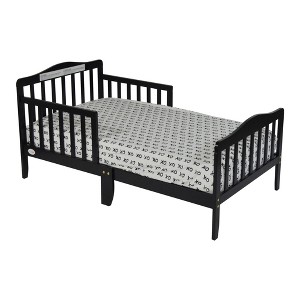 Infurnic Beds, Toddler Single Bed with Safety Guardrails and Headboard, Low To Floor Design for Toddler Children, Black, 70"*36"*27" - 1 of 4