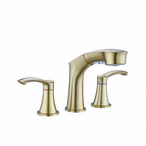 Kumasinova 8" Widespread Pull Out Bathroom Sink Faucet,2-Handle Stainless Steel Vanity Basin Faucet,3-Hole Tap for Bathroom,1.5GPM - 1 of 4